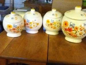 PC ROUND CANISTER SET, USED, WILDFLOWERS  