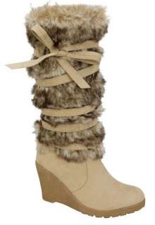 blossom women s wedge tall boots with suede and fur calf style name 