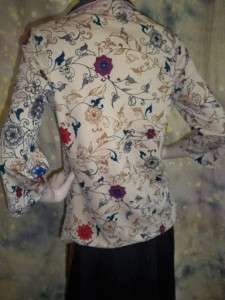 vtg 60s 70s BOHO floral ASIAN inspired TOP blouse long sleeve sz M 