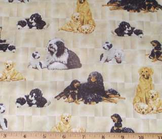 Dogs Pups Robert May VIP cotton Fabric 1/2yd  