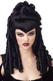 Womens Goth Long Black Club Curls Vampire Costume Wig  