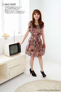 Women Japanese Korean Fashion Style Sharp color Geometric Prints Dress 