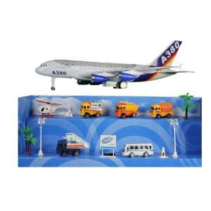  Airport vehicle play set with 6 vehicles and large airplane 