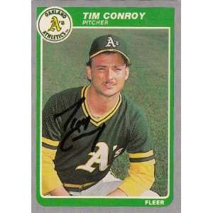  1985 Fleer #421 Tim Conroy Athletics Signed Everything 