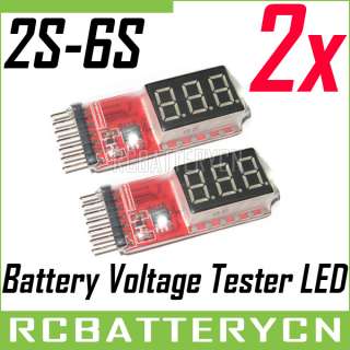 NEW 2x 2 6 cell LED 2S 6S Checker Tester RC Voltage Lipo Battery Meter 