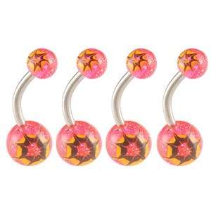   Hand Paint Pink2 lot AITA   Pierced Body Piercing Jewelry  Set of 4