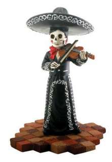 Mariachi Band Female Violinist Skeleton Figurine Day of the Dead 