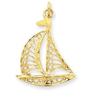  14k Gold Sailboat Charm Jewelry