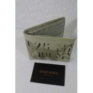 Diesel Leather Art On Handle Me Bifold Wallet Tan Black Gold $110 BNWT 