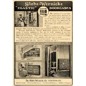  1907 Ad Globe Wernicke Elastic Bookcases Shelves 
