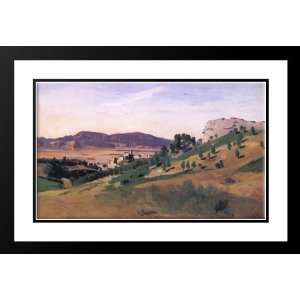 Corot, Jean Baptiste Camille 40x28 Framed and Double Matted Olevano 