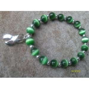 Green Cats Eye Glass Bead Awareness Bracelet   (Fundraising Idea 