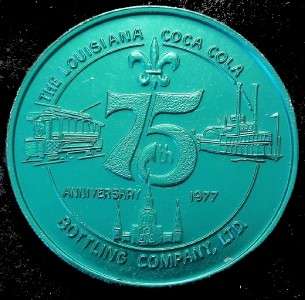    Cola Bottling Co. Medal 75th Anniv. 39mm Green Nice (5m751)  