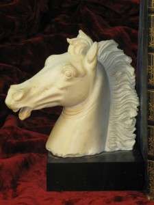 WHITE ARBAIN HORSES BOOKENDS Golden Crown E&R Italy  