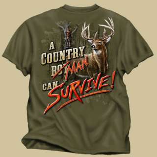 Hunting Tshirt A country man can survive   Buckwear Deer hunting shirt 