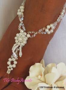 Island Bliss in White pearls   Barefoot Sandals
