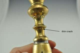Pair 2 Antique English Brass Push Up Candlesticks c1840  