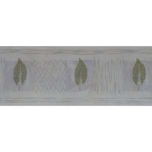   Wallcovering Co. Prepasted Vinyl Border, Beige with Leaves, 5 Yards