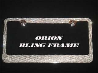 White Crystal Rhinestone License Plate Frame+Cap D4  