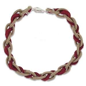 Mila Ladies Bracelet in White/Red Silver/Alcantara/Ribbon, form Knot 