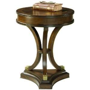  Round Walnut Inlay Accent Table