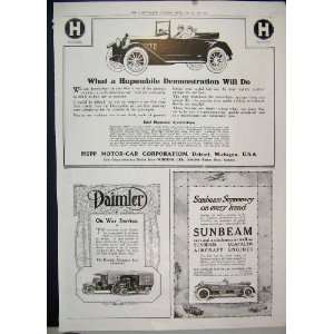  1917 Motor Car Sunbeam Daimler Hupmobile Antique Advert 