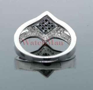 Womens Black Diamond Sterling Silver Ring R 8642 BKW  