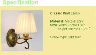 Classic Wall Lamp Light Sconce with Linen Antique New  