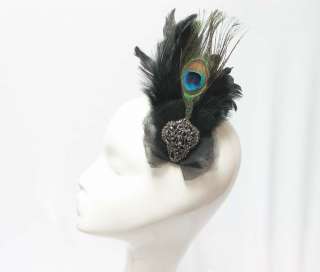   Renaissance Peacock Feather Eyes,HairClip Corsage Luxury Grey Charm