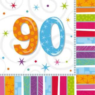 90th Birthday Party Plates, Napkins, Tablecover, Cups  