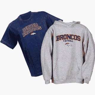 Denver Broncos NFL Youth Belly Banded Hooded Sweatshirt and T Shirt 