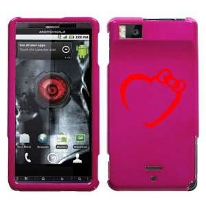  MOTOROLA DROID X RED HEART BOW ON A PINK HARD CASE COVER 