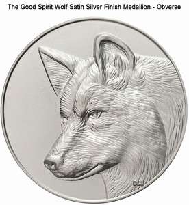 Good Spirit Wolf Alpha Medallion Satin Silver Finish  