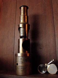 c1900 Antique Field Microscope Brass Magnifying Glass  