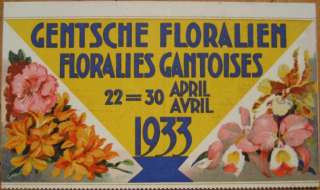 1933 Litho AD Postcard Flower Exhibition Ghent, Belgium  