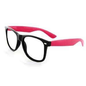   Two Tone Black & Pink Wayfarer Nerd Glasses Clear Lens Optical Quality