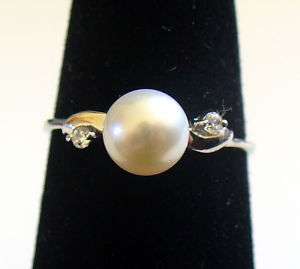 Sterling Silver White Pearl Promise Ring sz 5.5 6 7 8 9  