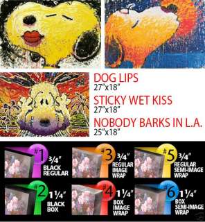 DOG LIPS/ WET KISS/BARK IN LA SET TOM EVERHART 3 CANVAS  