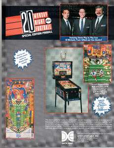 MONDAY NIGHT FOOTBALL NFL Original Promo PINBALL Flyer DATA EAST 1989 