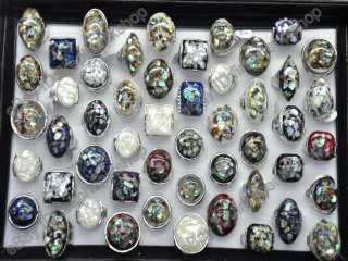Wholesale bulk jewelry 10 Abalone paua shell platinum p Rings free 
