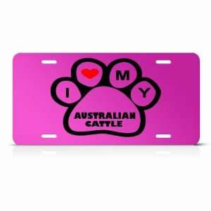 Australian Catstle Dog Dogs Pink Animal Metal License Plate Wall Sign 
