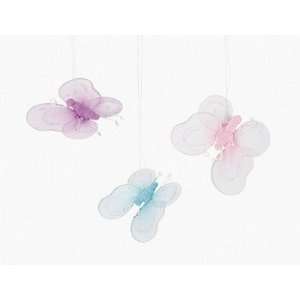  Lot of 12 Nylon Pastel Butterfly Christmas Tree Ornaments 