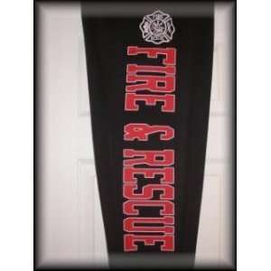   Navy Blue Sweatpants with Red/White Fire & Rescue Logo on the Left Leg