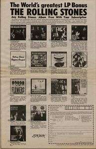 1971 THE ROLLING STONES ALBUMS PROMO AD  