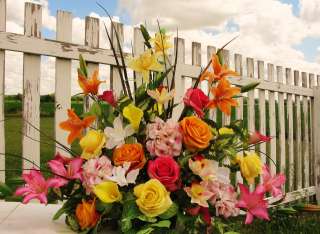   Silk Church Arrangements Wedding Roses Altar Vases Receptions Cemetery