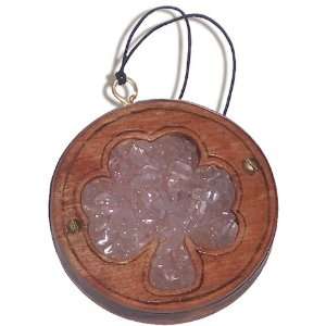 Magic Unique Gemstone and Wooden Amulet Good Luck Clover Car Charm In 