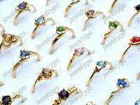 Wholesale lots 100 CZ crystal rhinestone gold p Rings  