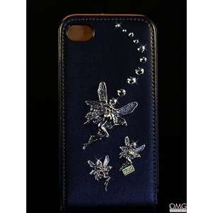 Bling, Crystal, iPhone 4 & 4S Flip Genuine Real Leather Case, Handmade 