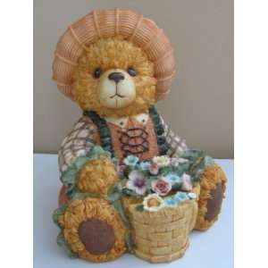    Resin Country Bear with Flowers Money Bank 