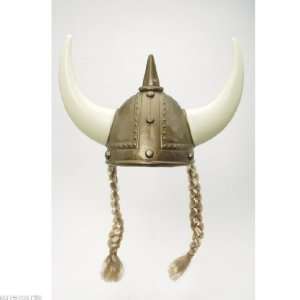    Plastic Viking Hat with Blonde Braided Hair 